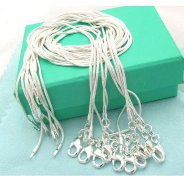 5/10pcs Wholesale 925 Sterling Solid Silver 1mm Snake Chain Necklace For Women