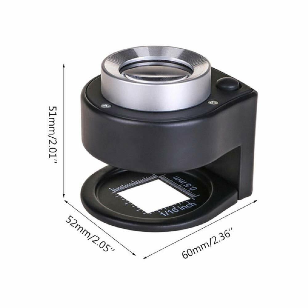 30X Loupe Magnifier with 6 Light Desktop Portable Metal Magnifier Folding Scale