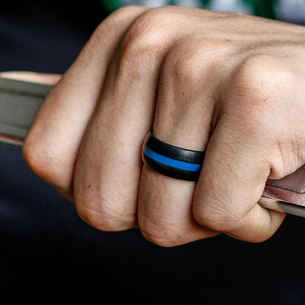 Flexible Silicone Rings Stripe Rubber Wedding Ring Bands for Men Women Size 7-13
