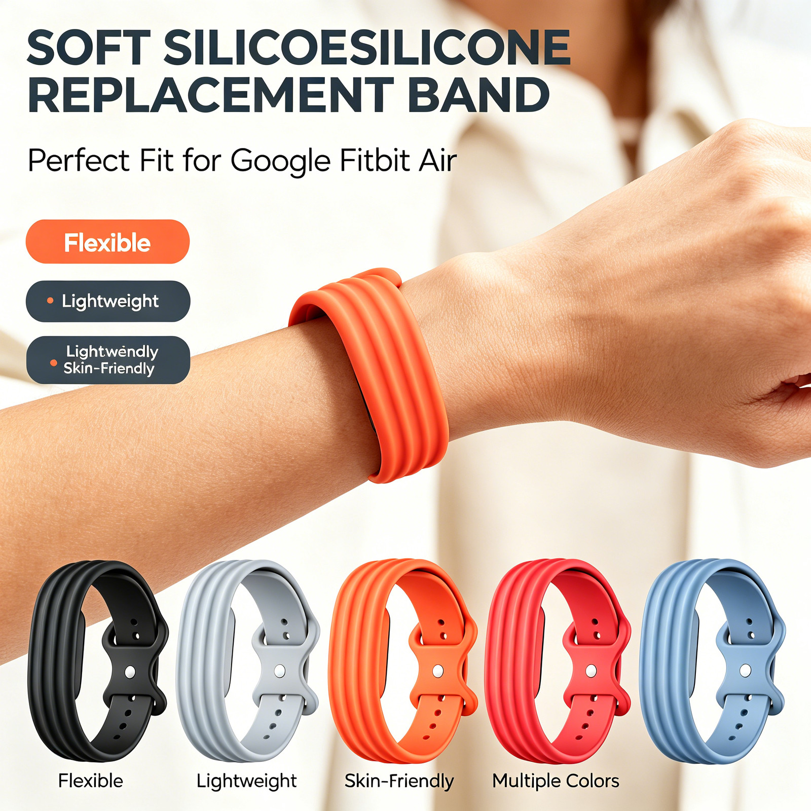 Silicone Band For Google Fitbit Air 2026 Skin-Friendly Sport Replacement Strap
