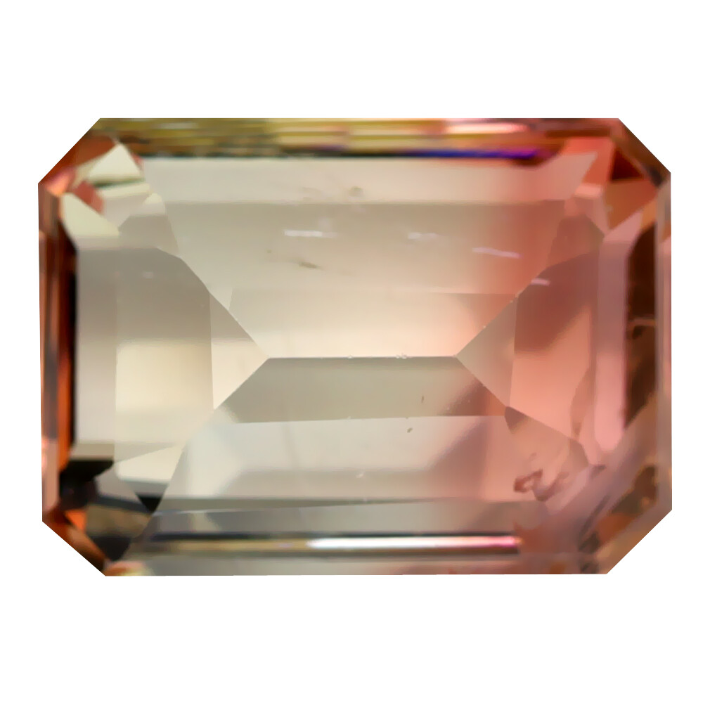 7.77 ct AIG Certified Dazzling Octagon (13 x 10 mm) Un-Heated Bi Tourmaline