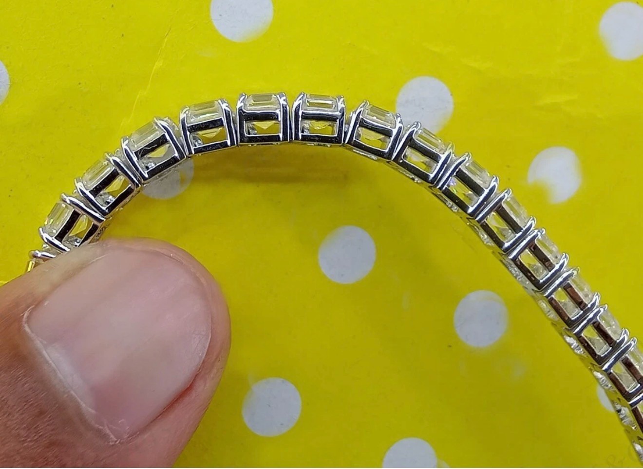 7″ Inch Long Tennis Wedding Bracelet 7 CT Asshcher Cut VVS1 Solid 14K White Gold