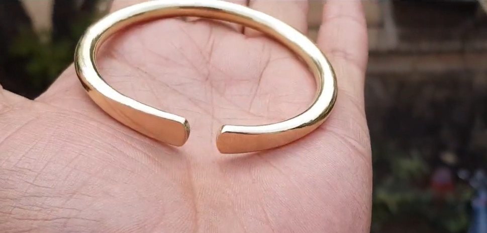 Gold Plated Cuff Bracelet Handmade Regular Wear Men’s Brass Bangle For Gift