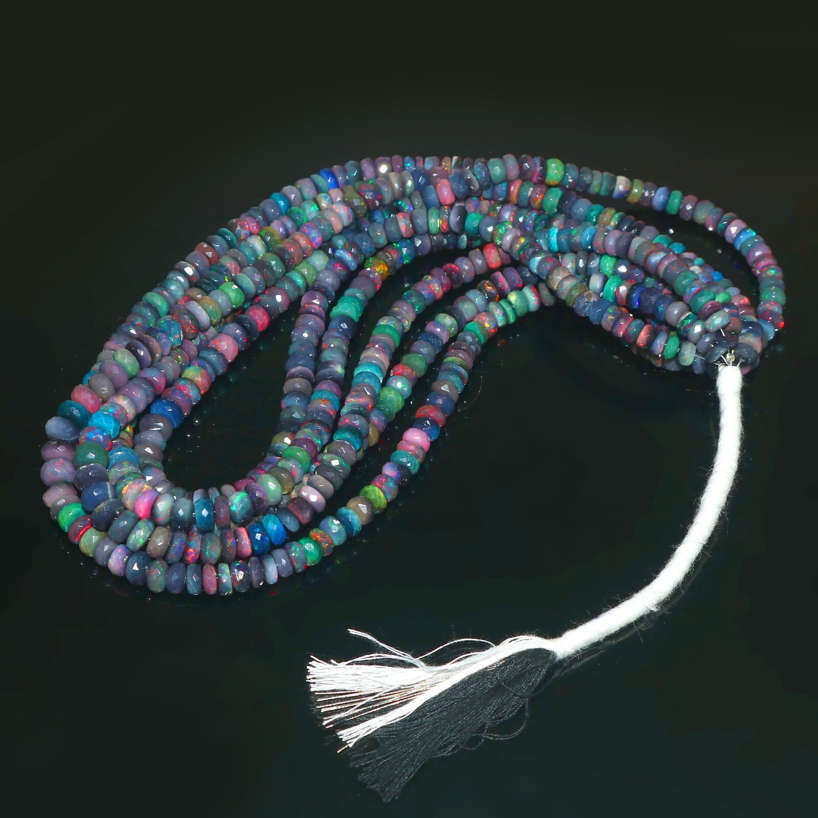 Beads FacetedOpal Natural Ethiopian Gemstone Strand Fire Rondelle Round Gift 516