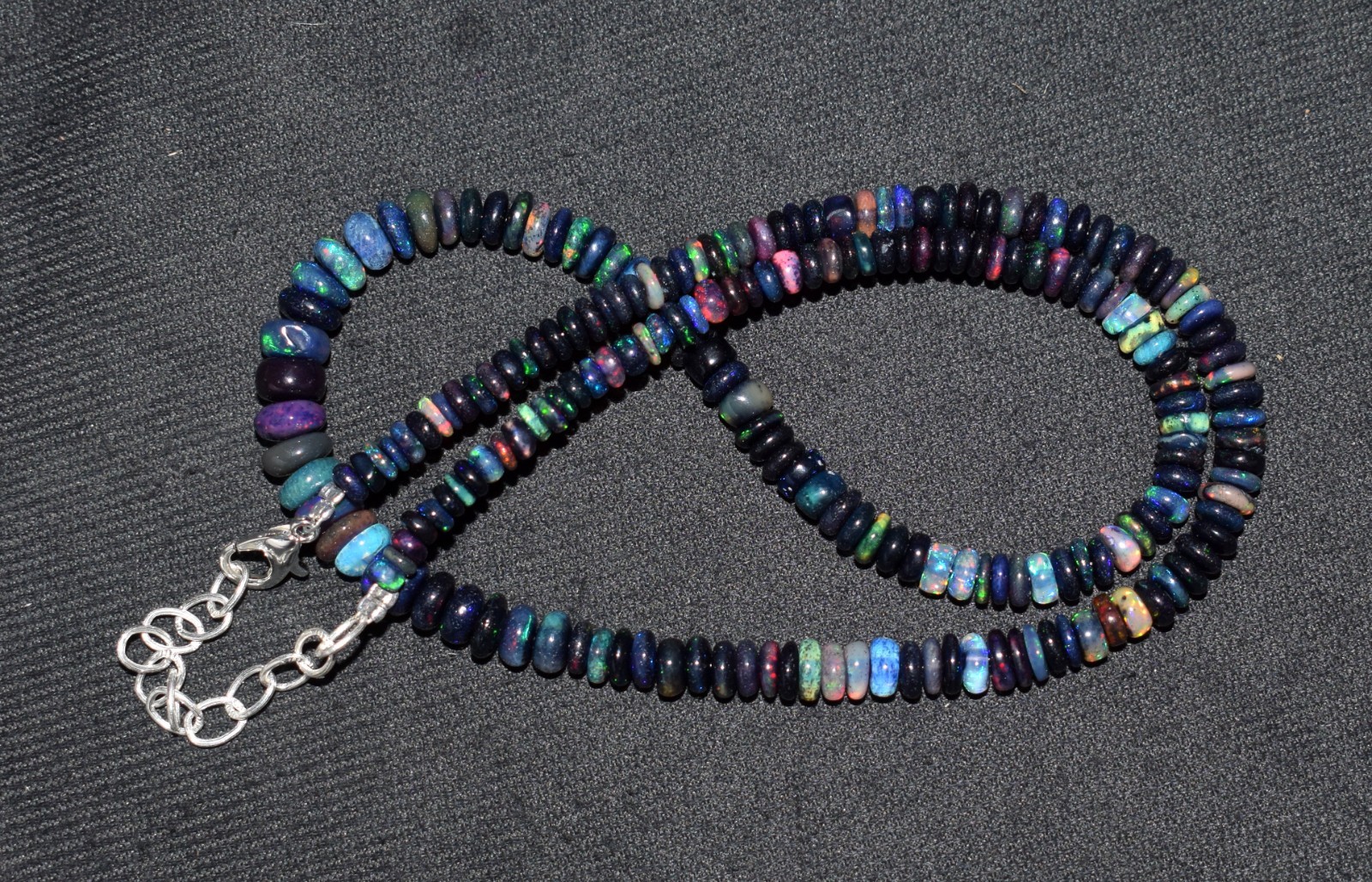 16”Natural Ethiopian Opal Welo Fire Opal Gemstone Beads Necklace AF560