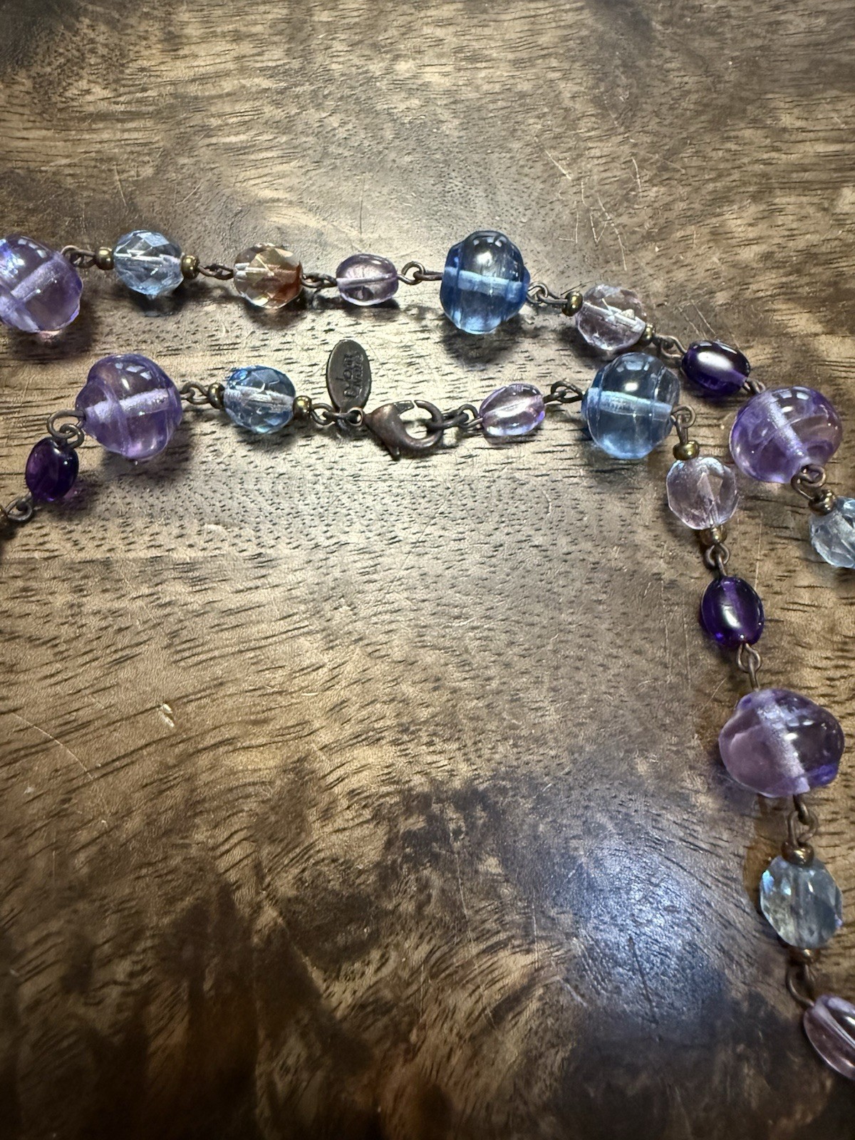 Joan Rivers Czech Republic Blue/Purple/Multi Glass Linked Bead Necklace, 48”