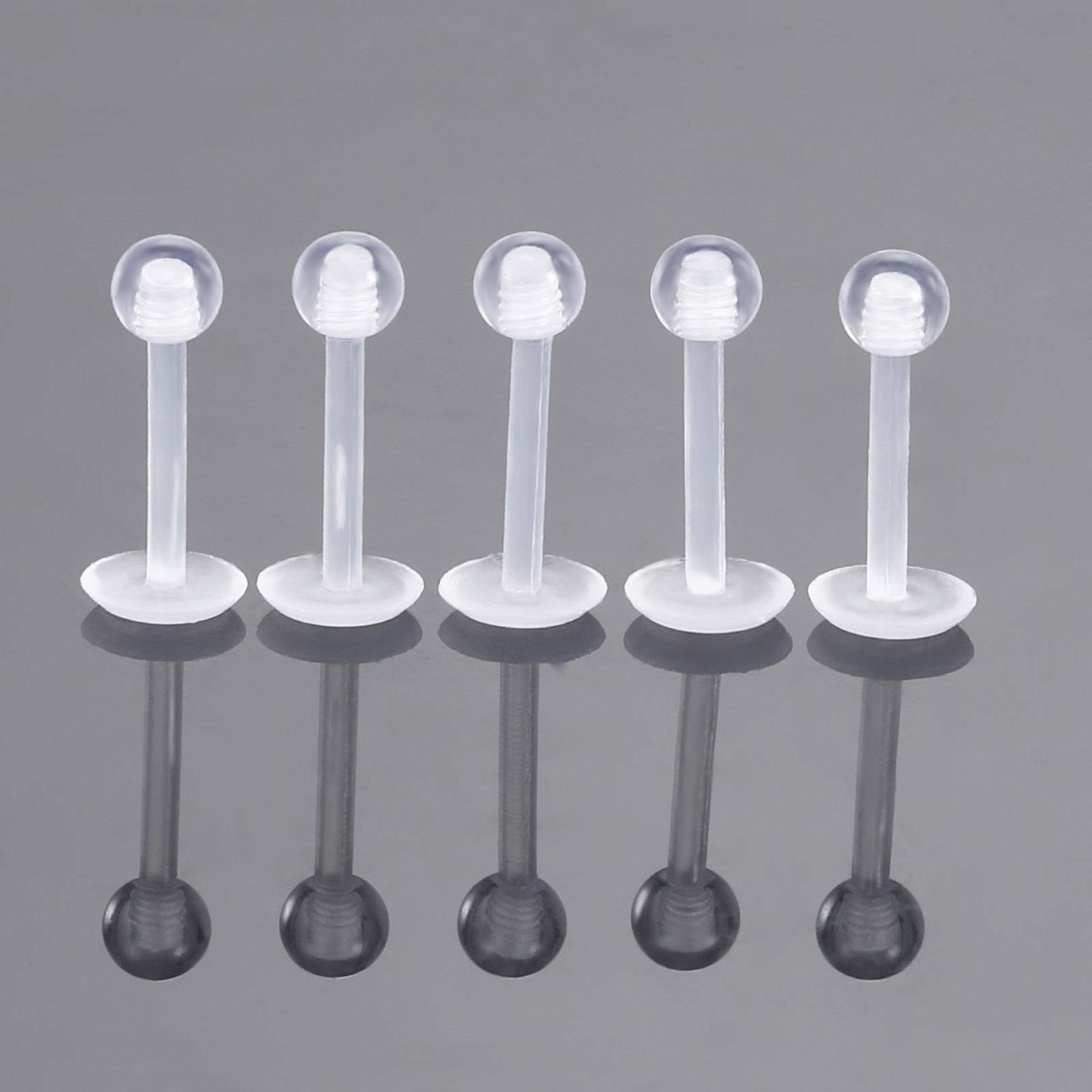 50PC Clear Acrylic Nose Ring Lip Eyebrow Retainer Stud Earring Piercing Flexible