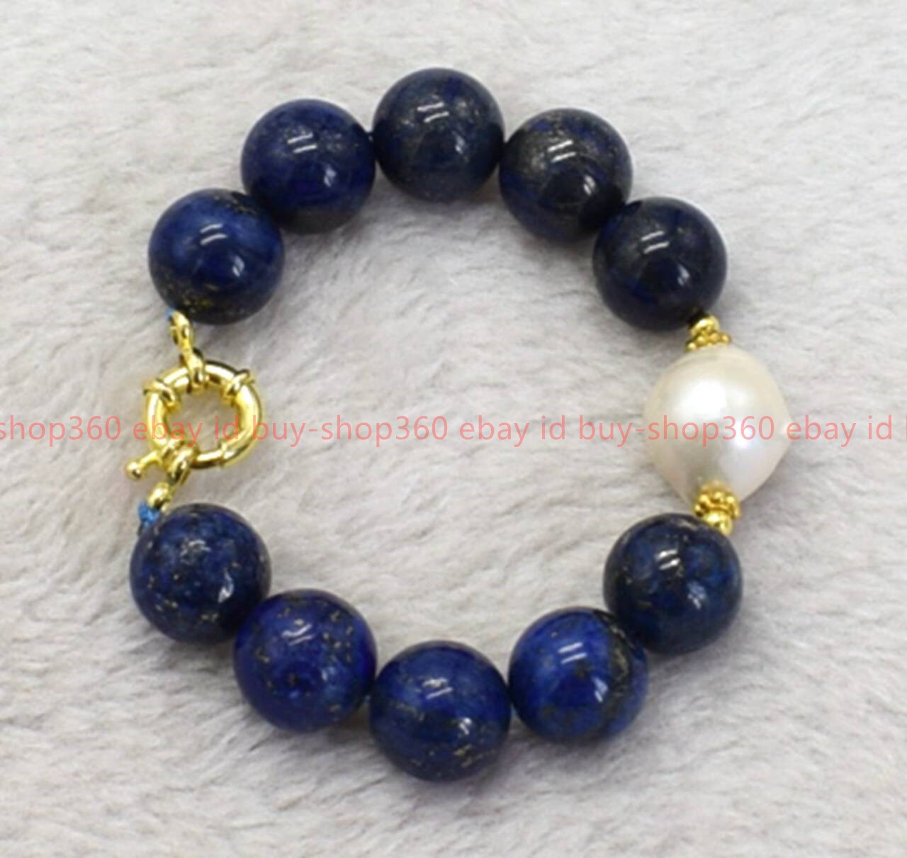 New Natural Beautiful 14mm Lapis Lazuli Baroque Pearl Gemstone Bracelet 7-9 in