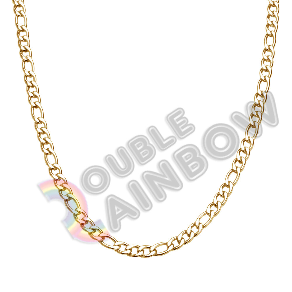 18-36 inch Men Women Stainless Steel 14K Gold Plated Figaro Chain Necklace Link