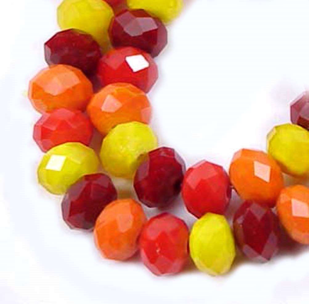 8x5mm Autumn MultiColor Glass Faceted Rondelle Beads Opaque Maple (36 pcs)