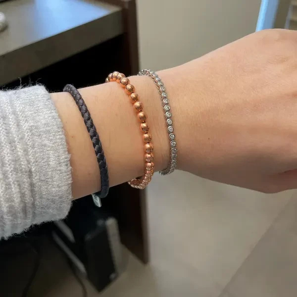 Genuine Natural Copper 6mm Round Beads Stretch Bracelet Healing Energy Health