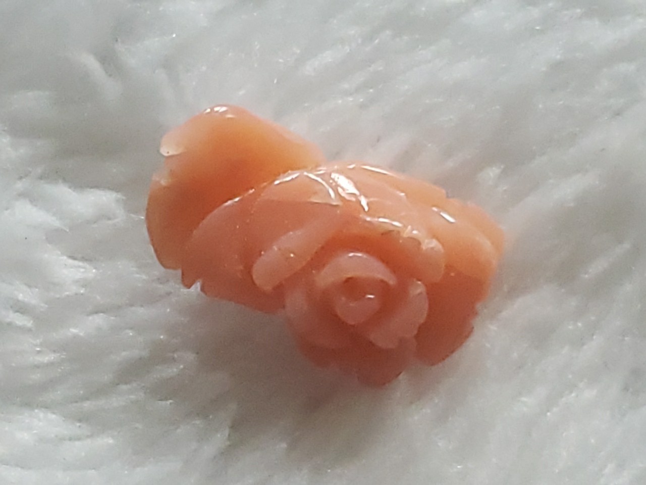 Vintage Hand Carved Pink Coral Floral Rose Loose Gem Jewelry Projects 15mm