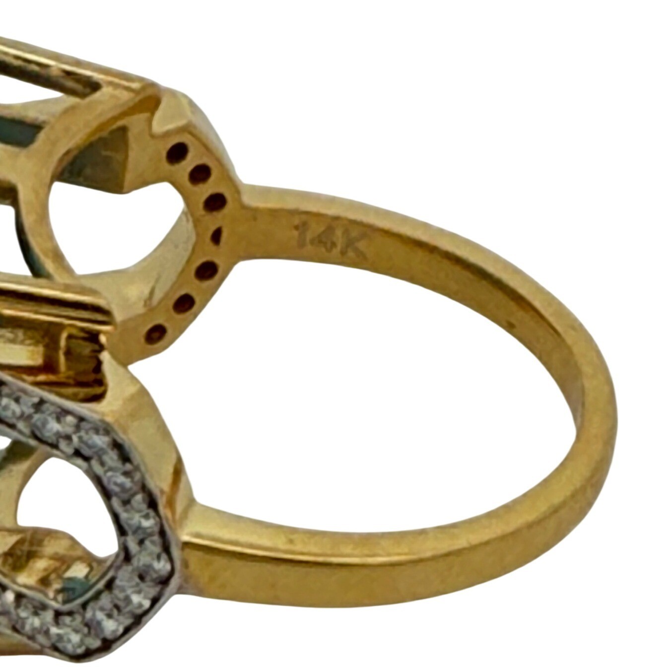 14K Yellow Gold Blue Topaz & Diamond Accent Ring Cocktail Statement Jewelry