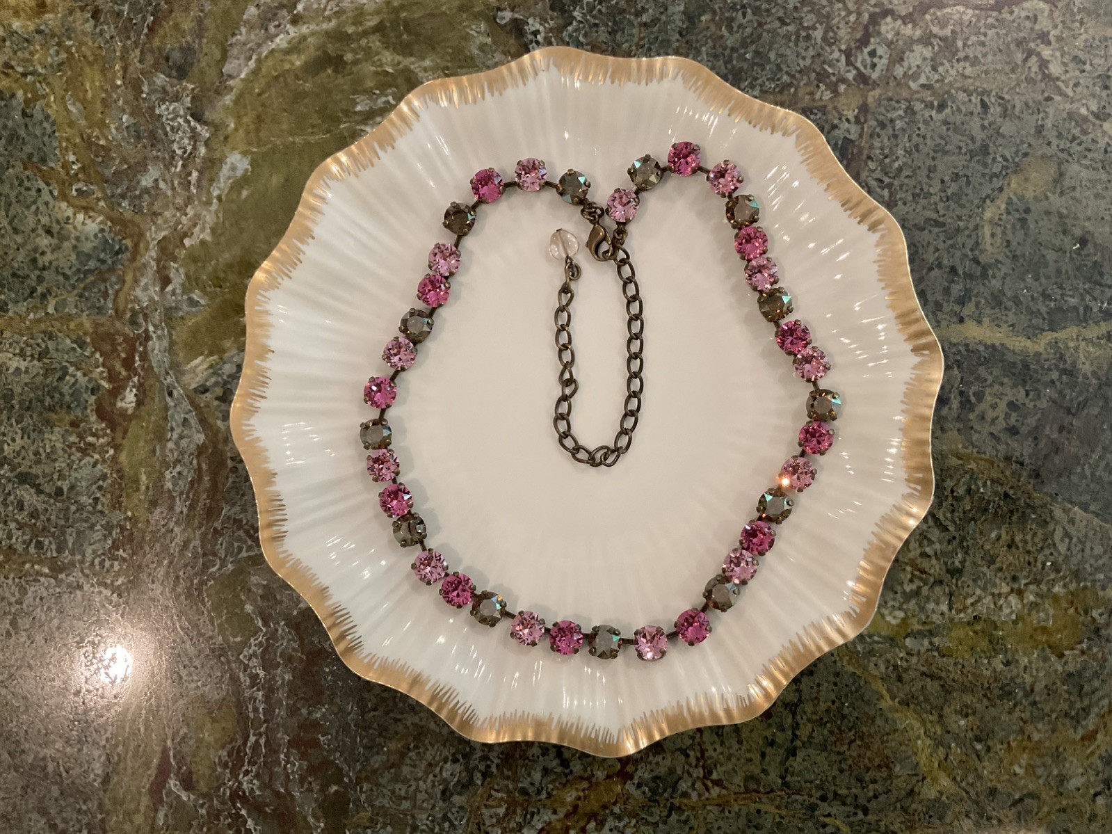 NOT (SABIKA) Brown and Pink Colored (CRYSTAL) NECKLACE