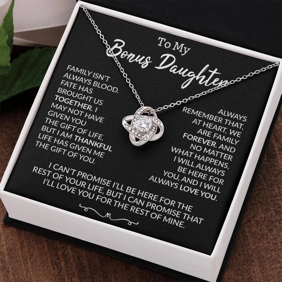 To My Bonus Daughter Necklace Knot Adopted Step Daughter Birthday Gift of You
