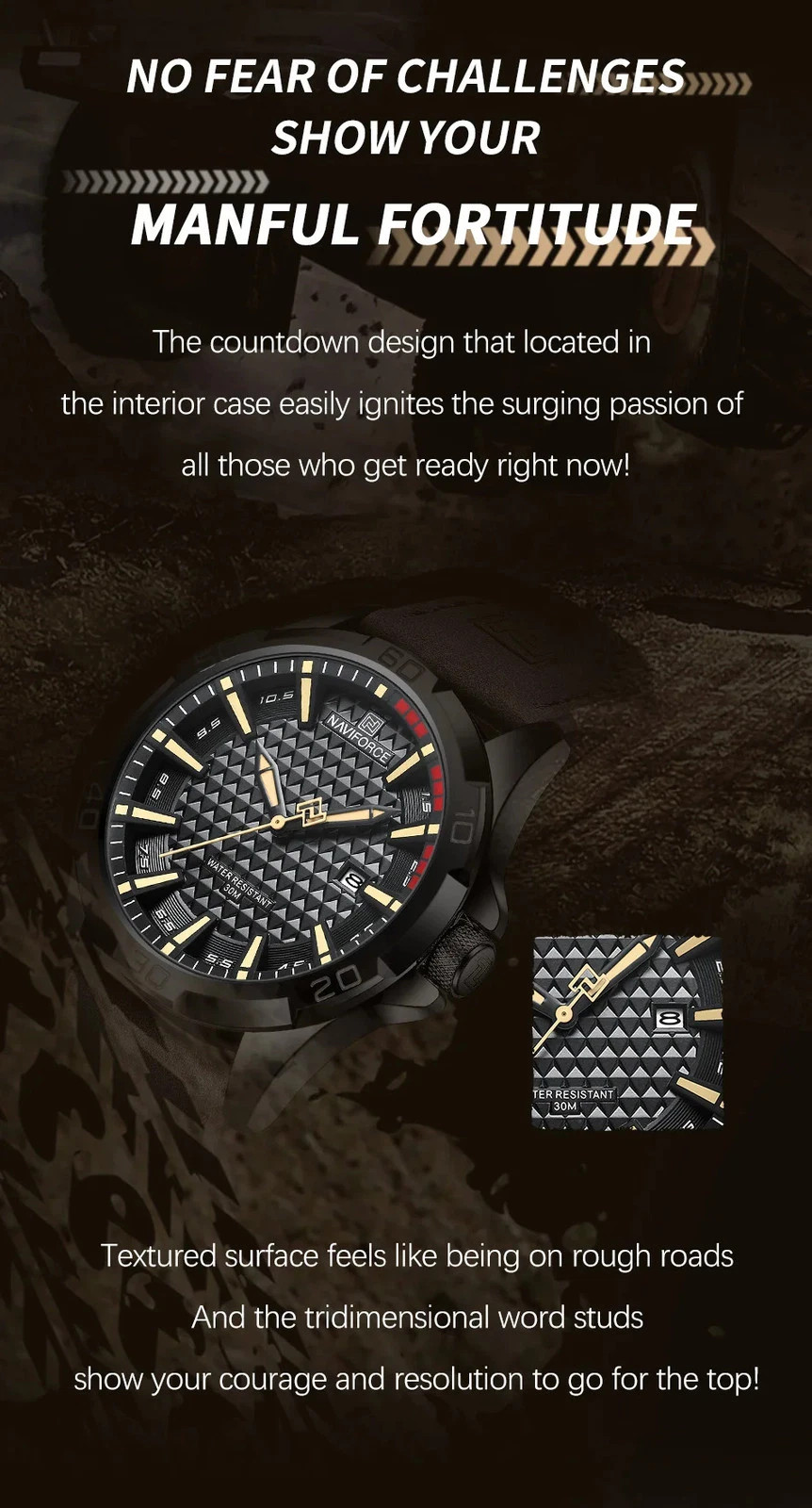 NAVIFORCE Men Casual Sport Military Quartz Calendar Wrist Watch for Man Business