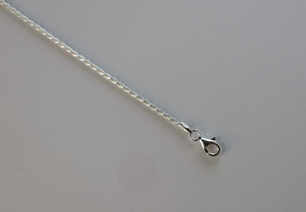 1.5mm Sterling Silver D/C Rope Chain. Pure .925 Italian14,16,18,20,22,24,30 inch