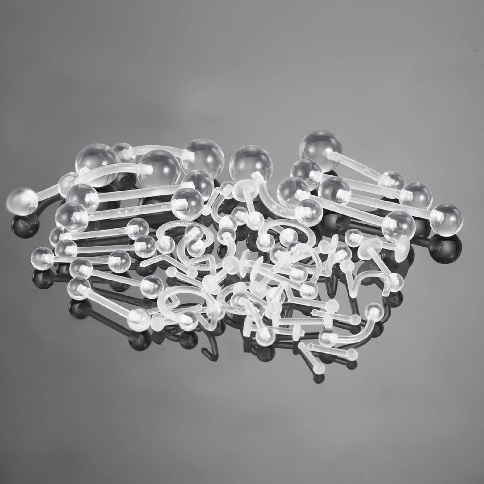 50PC Clear Acrylic Nose Ring Lip Eyebrow Retainer Stud Earring Piercing Flexible