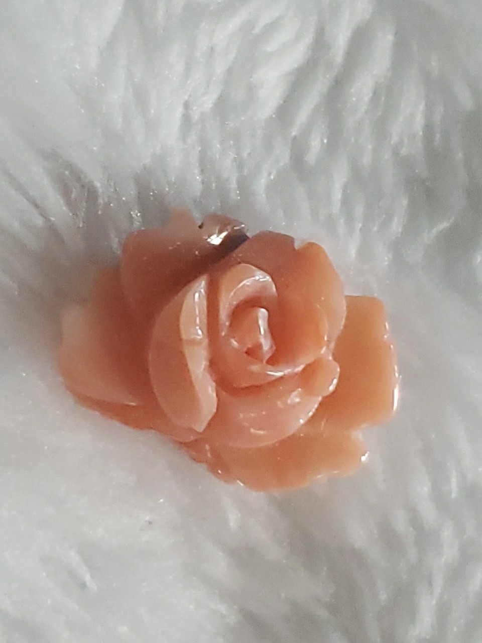 Vintage Hand Carved Pink Coral Floral Rose Loose Gem Jewelry Projects 15mm