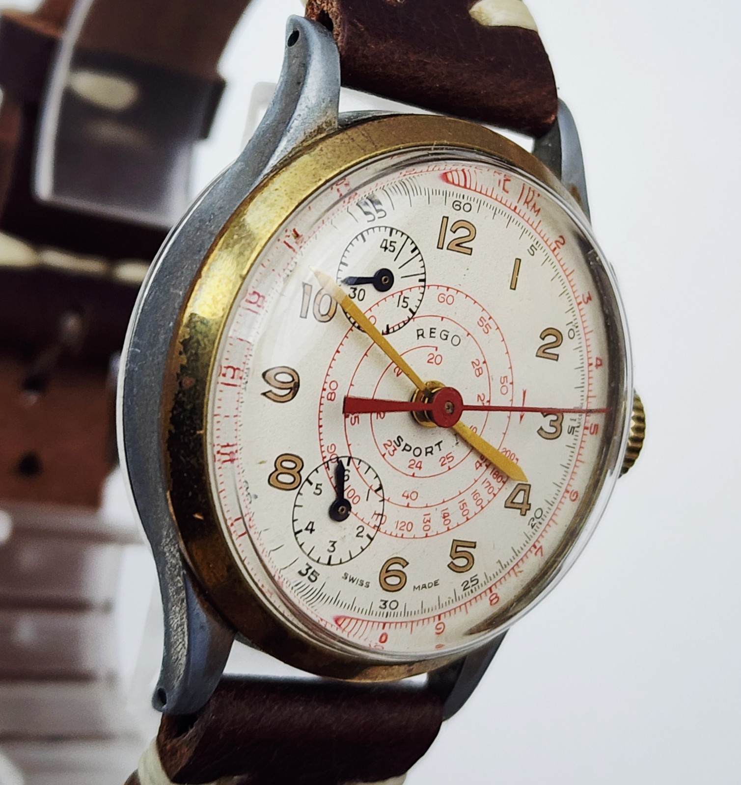 RARE Men’s SWISS Vintage 60’s CHRONOGRAPH Watch REGO Cal.147. Manual Wind