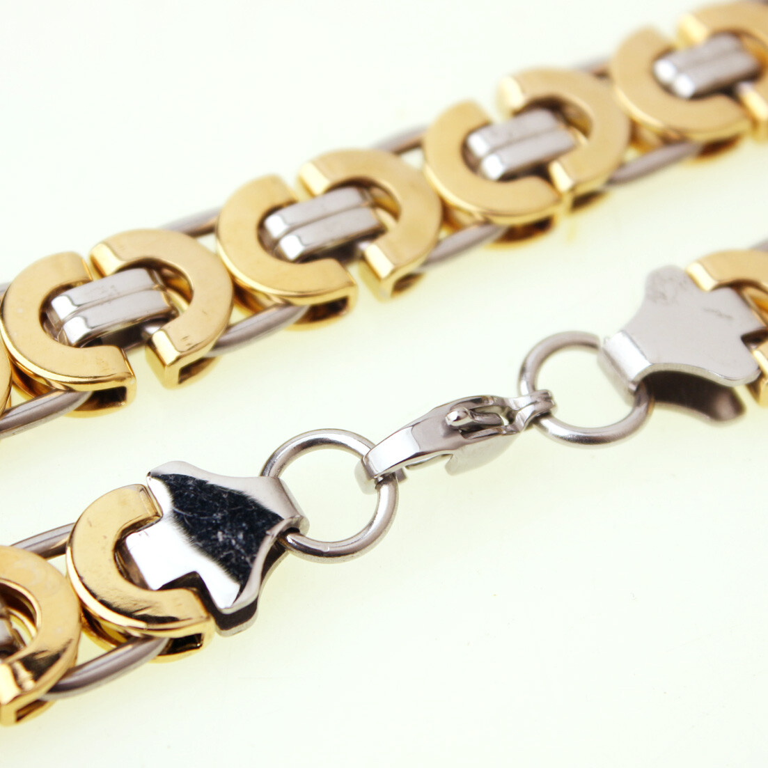 6/8/11mm 7-40″ Fashion Stainless Steel Byzantine Flat Chain Mens Womens Necklace