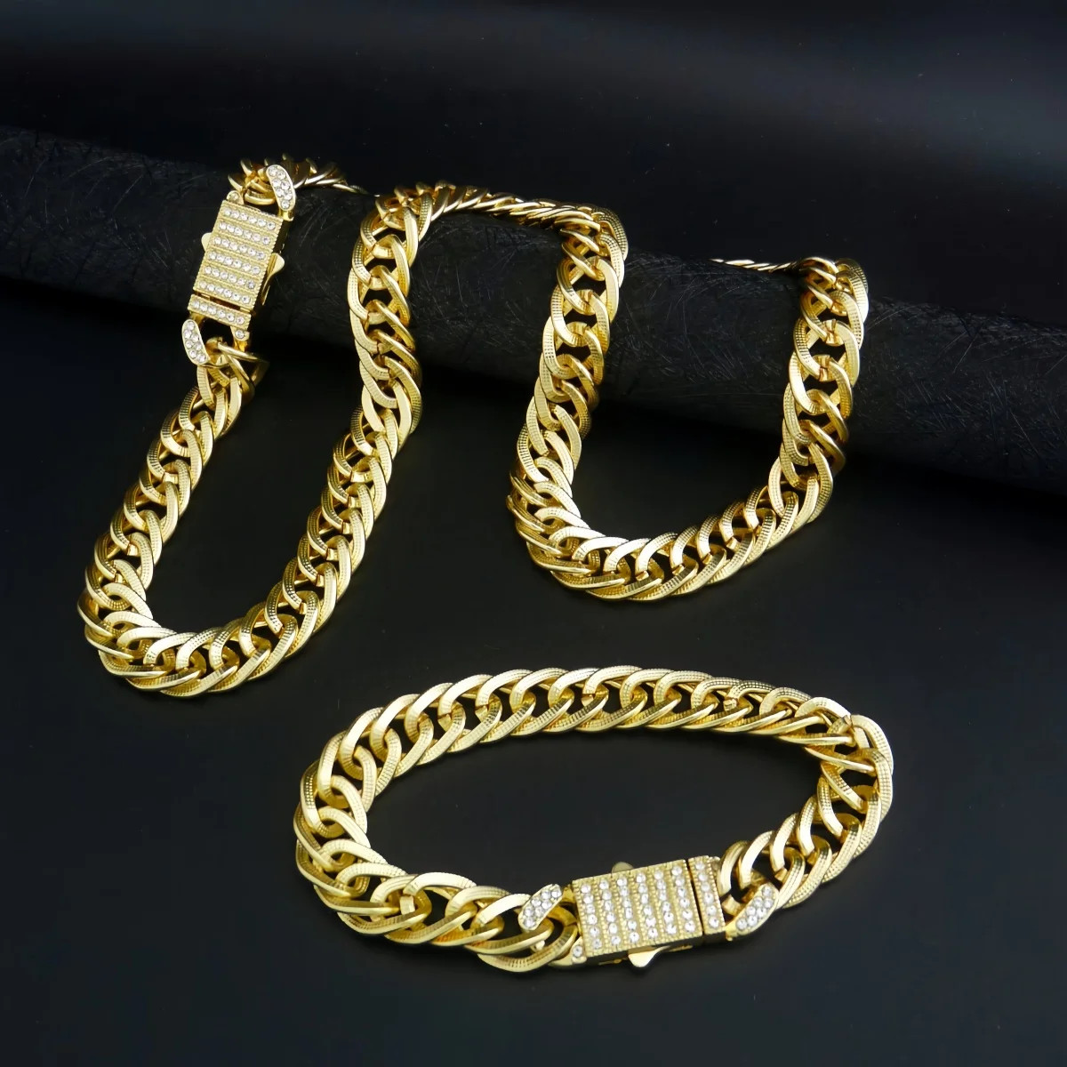 1 Piece Hip Hop Punk Style 14K Gold Plated Cuban Chain Style Chunky Chain Bracel