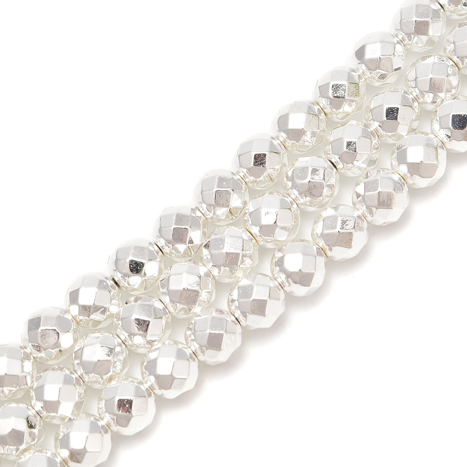 Titanium Silver Hematite Faceted Round Beads 2mm 3mm 4mm 6mm 8mm 10mm 15.5″Strnd