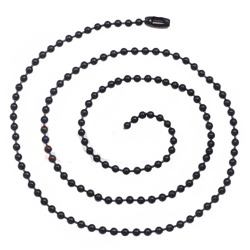 7″-40″ 1.5-12mm Black Stainless Steel Bead Ball Chain Necklace Men Women Jewelry