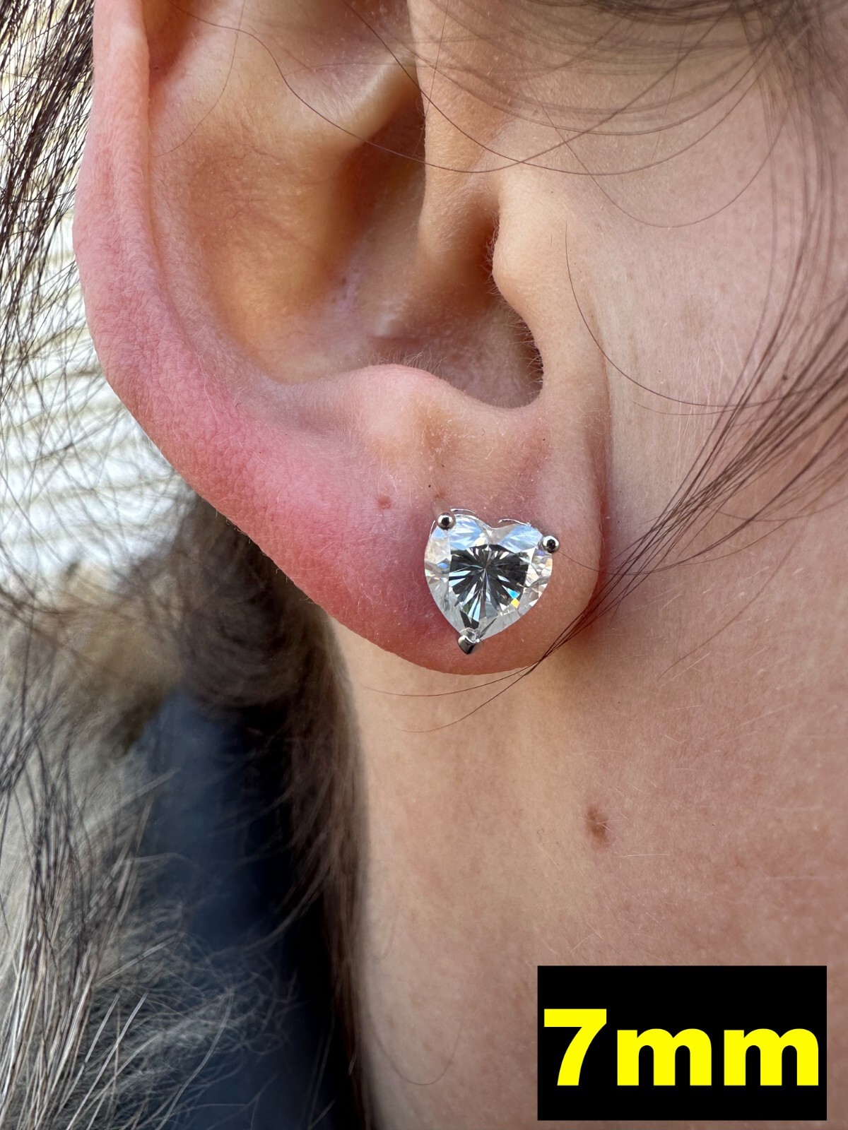 Real Moissanite Solitaire Stud Earrings Heart Shaped Fancy Cut 925 Silver 3-7mm