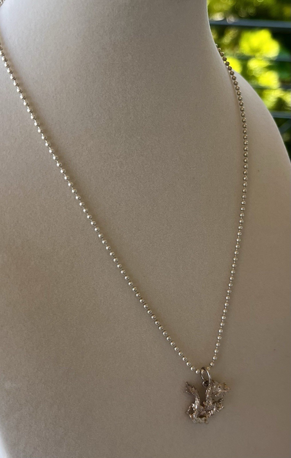 “925 Italy” Stamped Silver Necklace With Flying Dragon Pendant 17 Inches Total