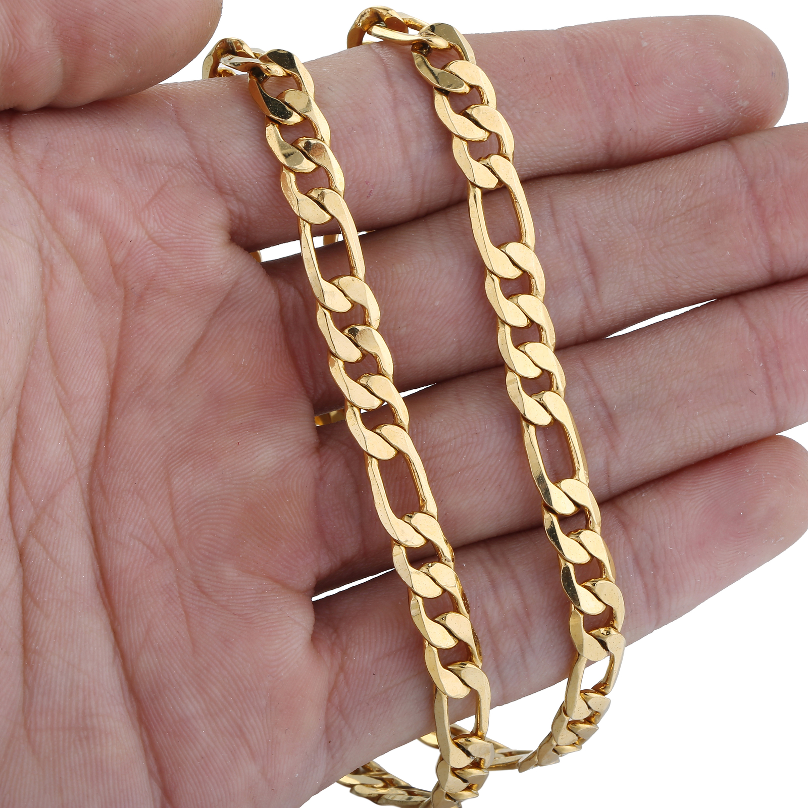 6mm 18″-24″ Male Figaro Necklace Chain Yellow Gold Plated Men’s Jewelry