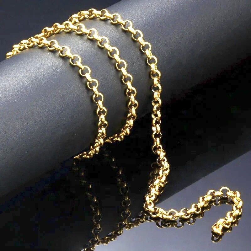 Teens Necklace L=40cm =16” Inches Belcher Rolo Necklace 18ct 18k Gold Plated Uk