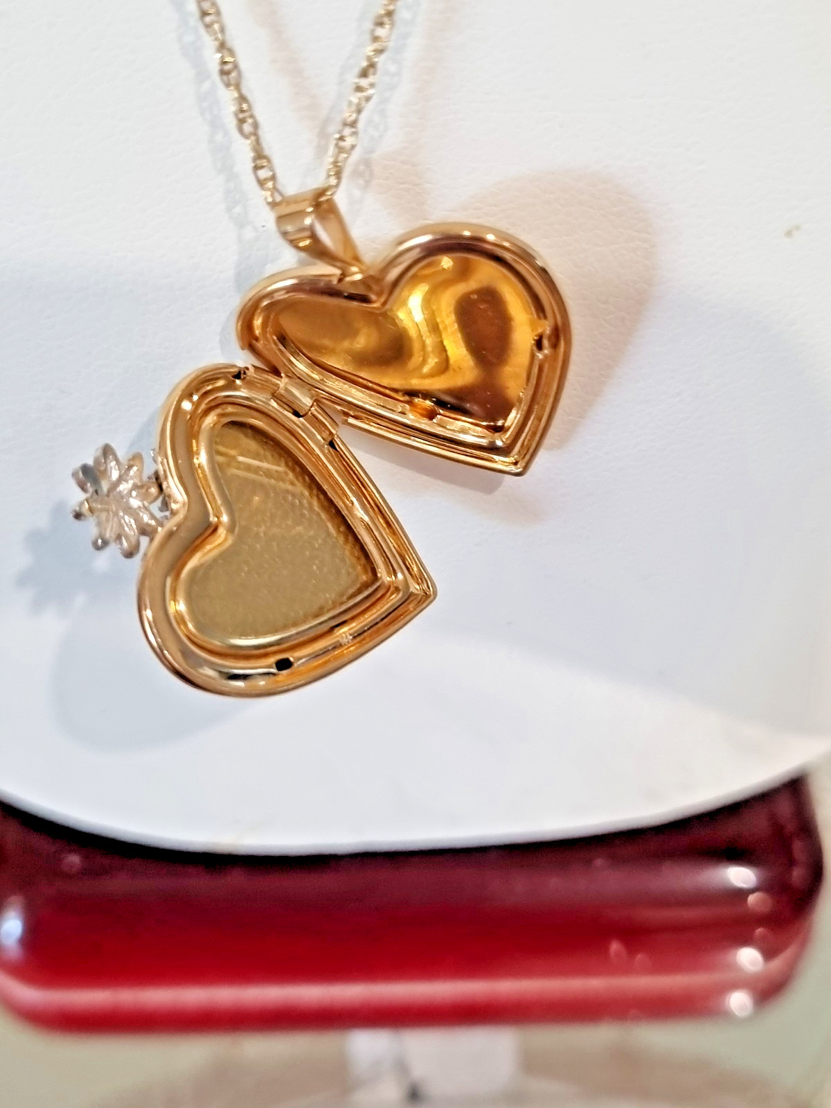 Vintage 14k White Yellow Gold Fill Heart Locket Chain USA made See Video c1990s