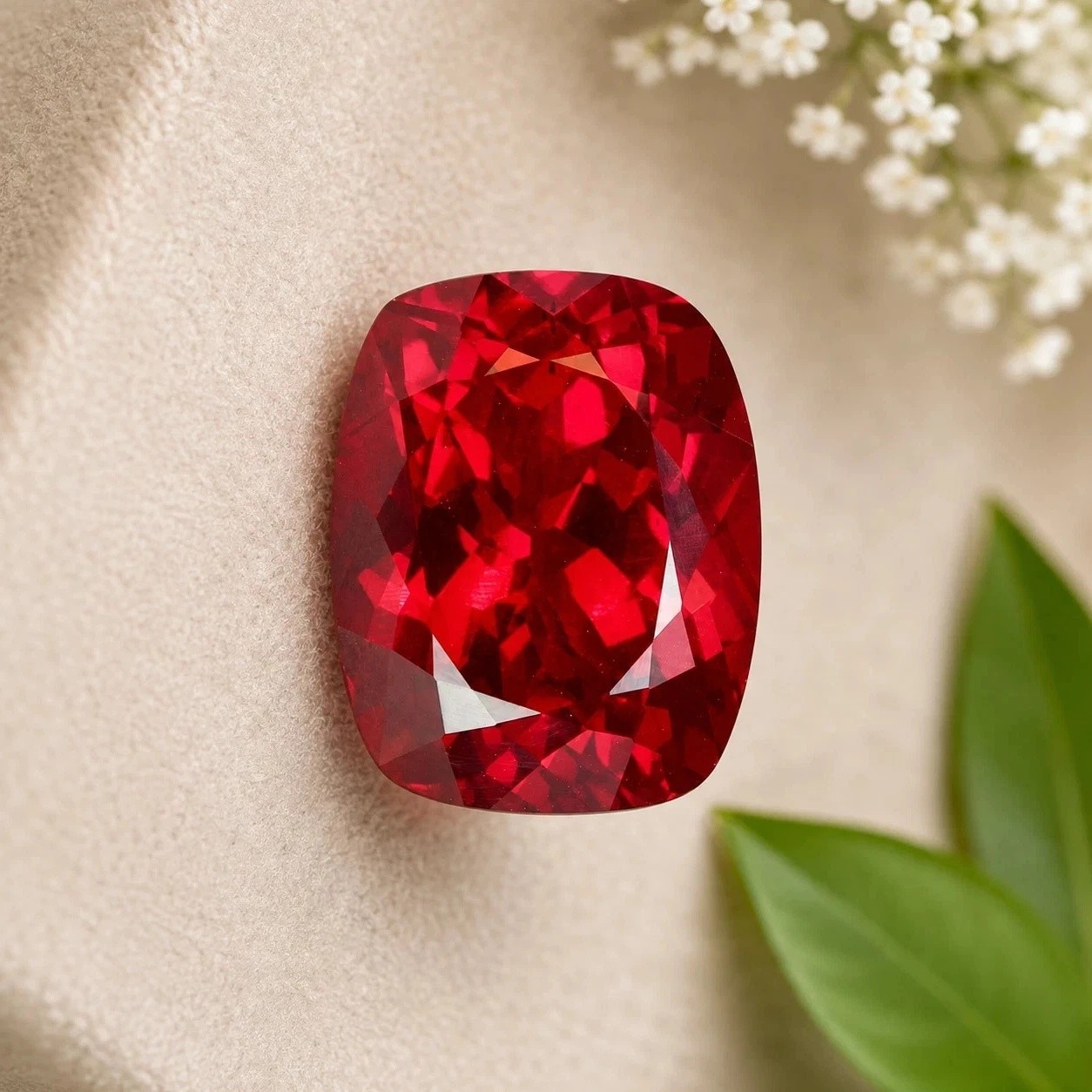 AAA 11.25 Ct Lab-Created Red Ruby Cushion Cut Loose Gemstone Burma 13x10x8