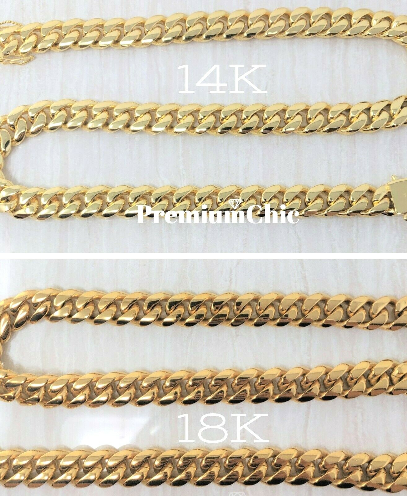 Mens Miami Cuban Link Chain HEAVY 14k 18K Gold Plated Stainless Steel Hip Hop