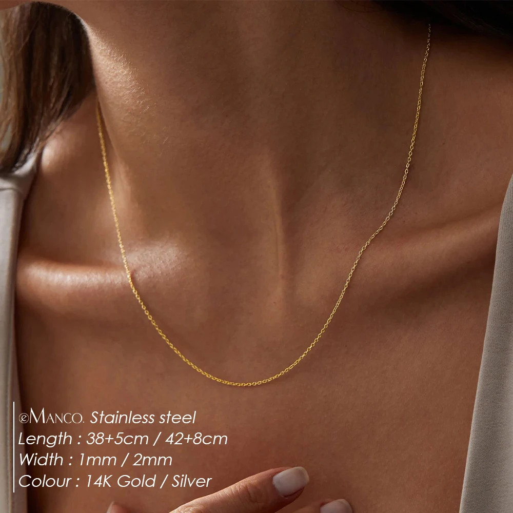 Classic Fine Chain Necklace Stainless Steel Adjustable Women’s Accessories