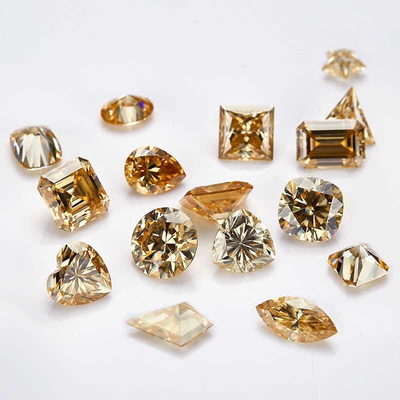 Champagne 0.5-3ct Multiple Shapes Moissanite Loose Stone VVS1 Wholesale Price