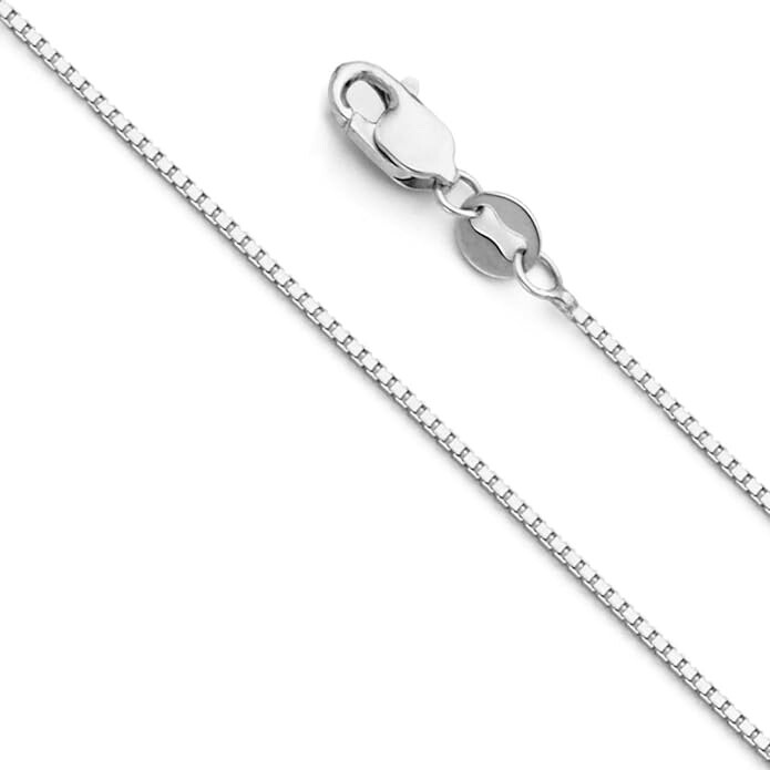 Solid 14k White Gold 0.8mm Box Chain 16 18 20 22 24 26 Inches