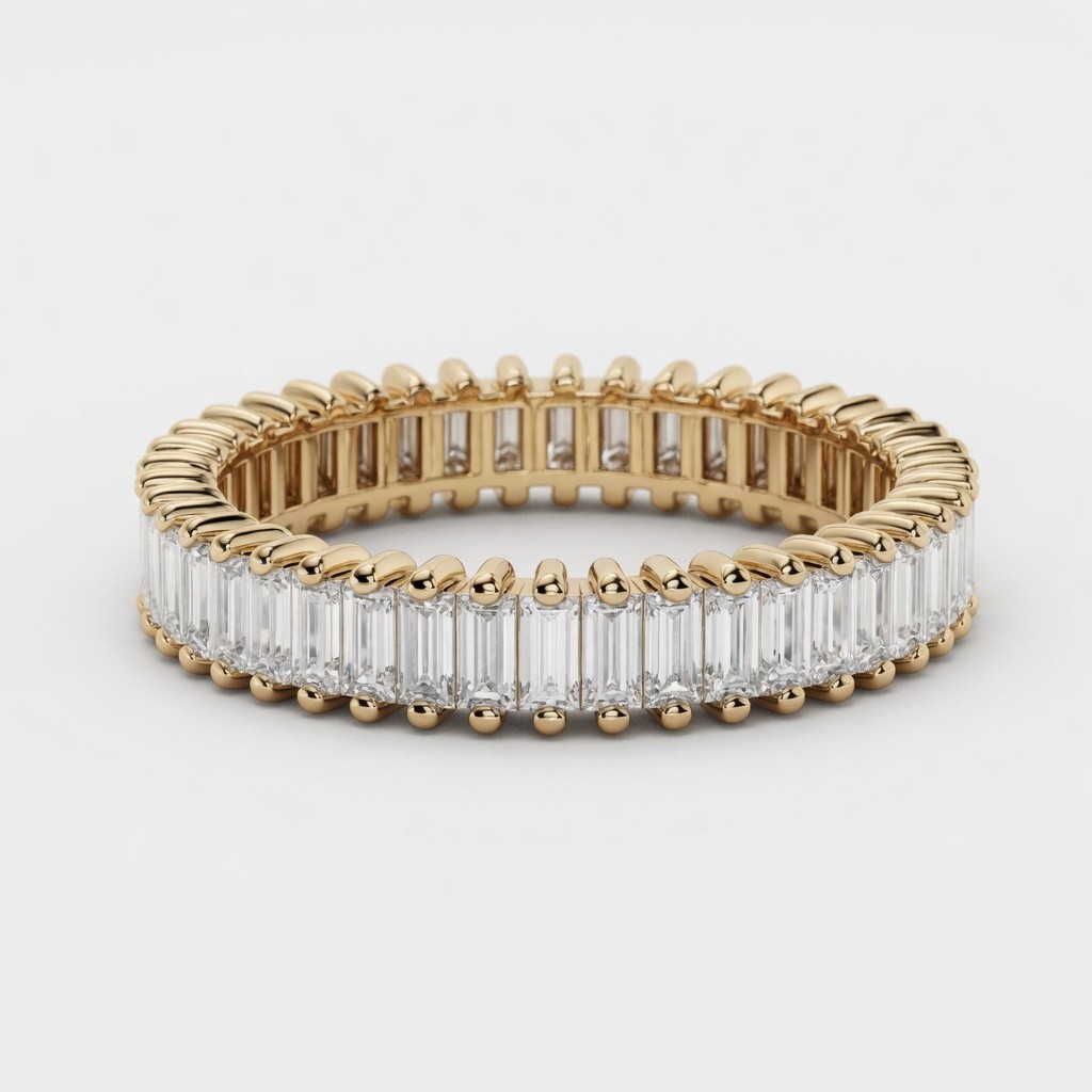 2.2ct Baguette Lab Grown Diamond Art Deco Eternity Band 14K Gold D-F VS