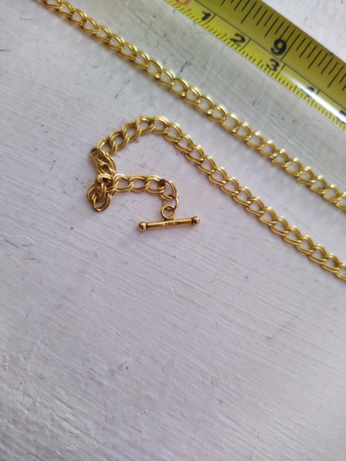 14ct Rolled Gold Double Curb Toggle T-Bar Necklace Worn Twice 7g approx light
