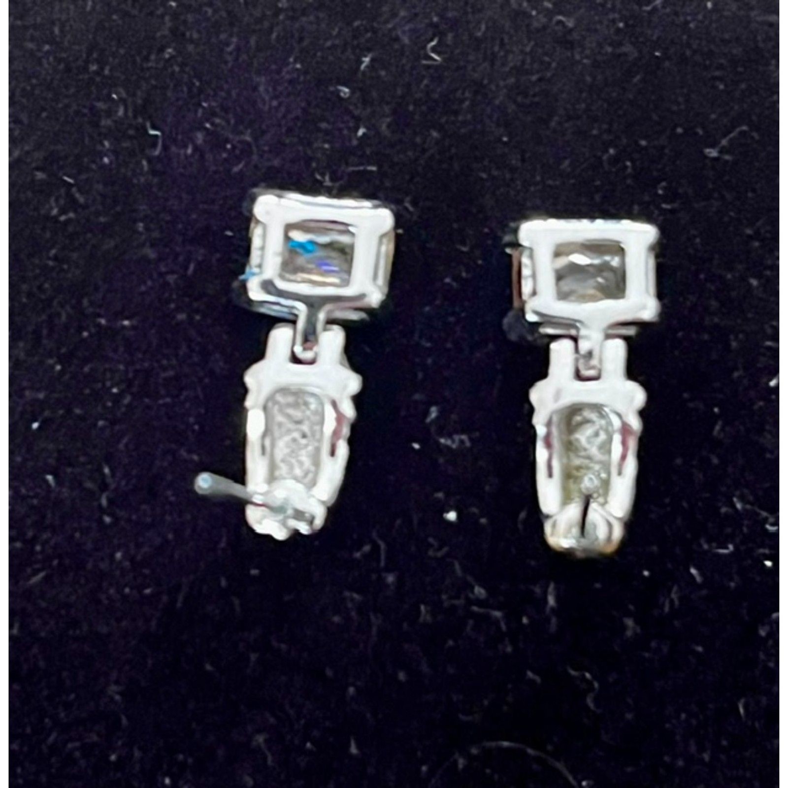 Silver / Black Accent Rope Twist Drop Earrings Cushion Cut Citrine (Post Backs)