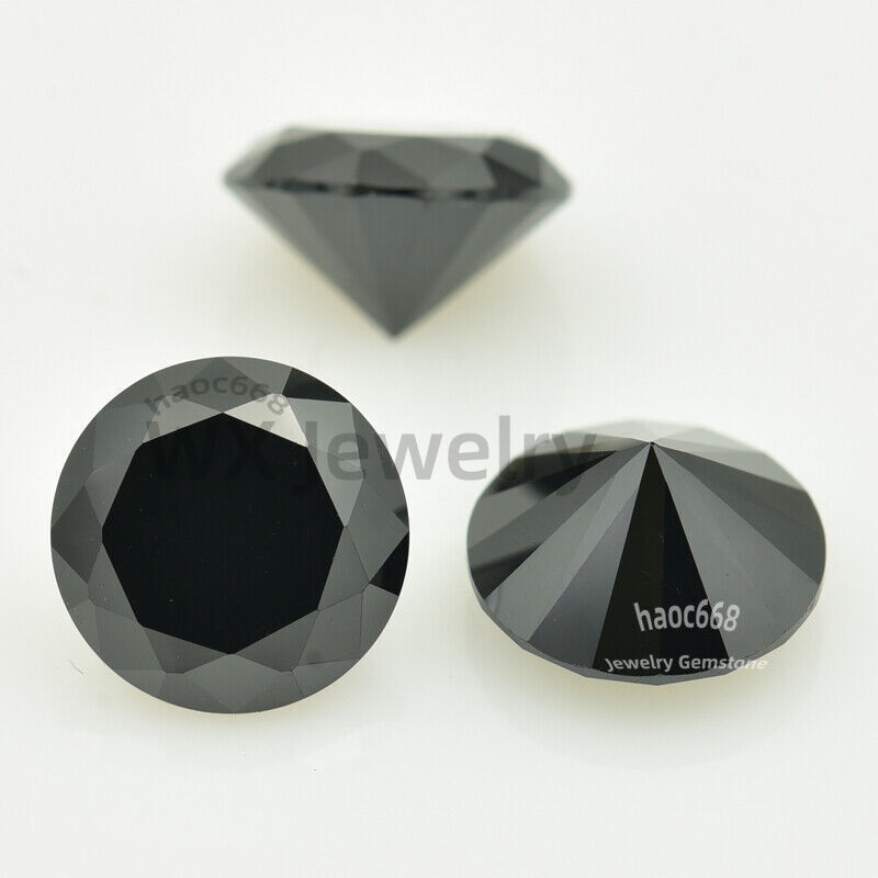 100pcs 0.8mm-2.0mm Round Cut Black Loose Cubic Zirconia Stone for Making Jewelry