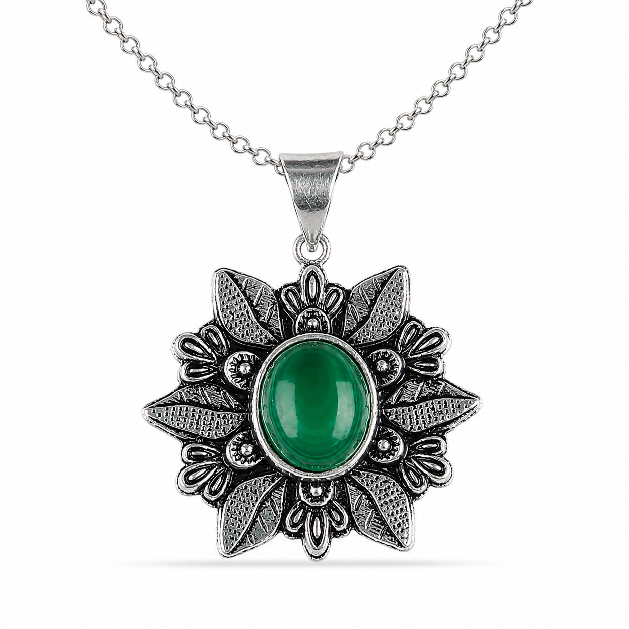 Malachite Gemstone Sterling Silver Jewelry Handmade Unique Jewelry 1.45″ For Her
