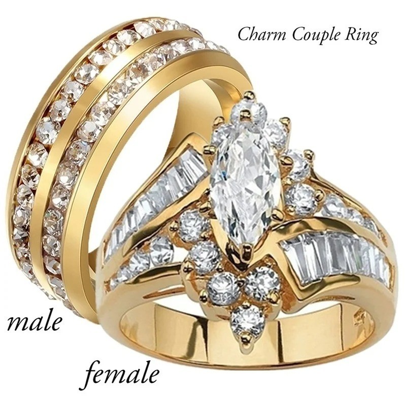 Fashion Gold Plated Rings for Women Cubic Zirconia Wedding Jewelry Size 6-10