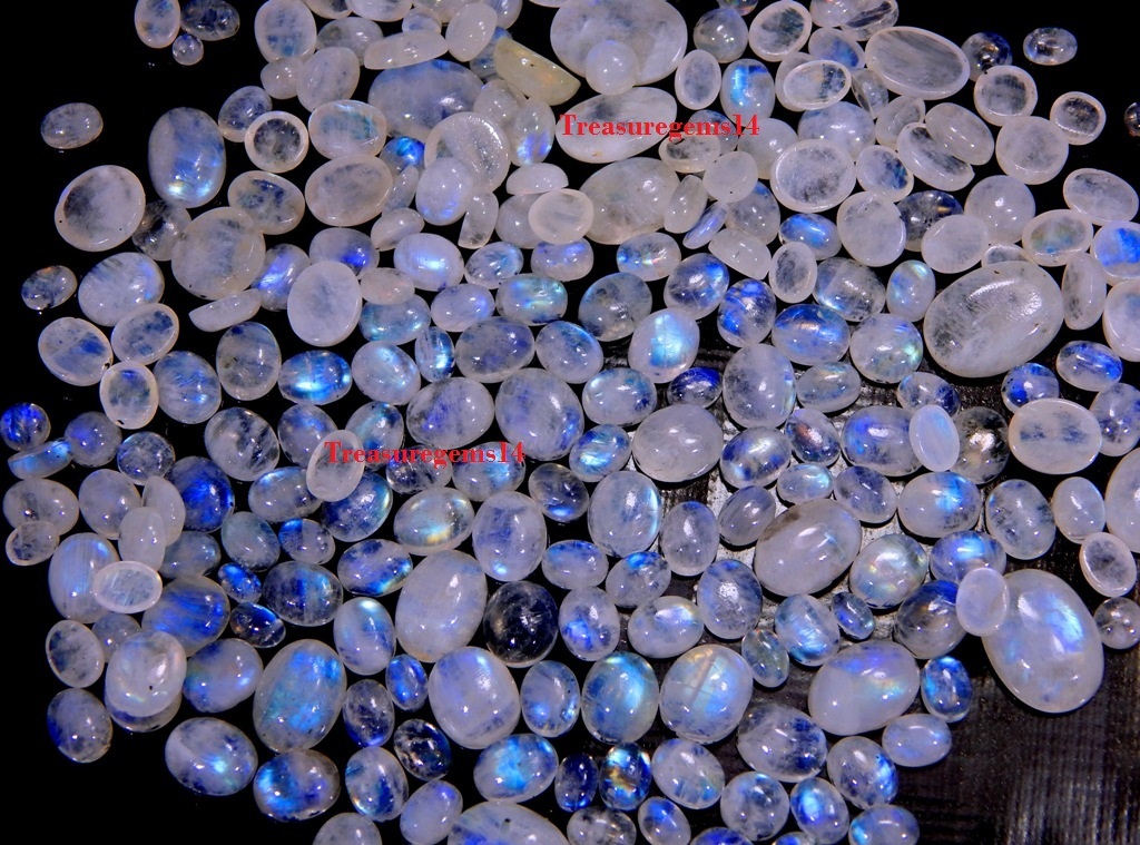 150 Crt WHOLESALE LOT NATURAL BLUE FIRE MOONSTONE CALIBRATED CABOCHON GEMSTONES