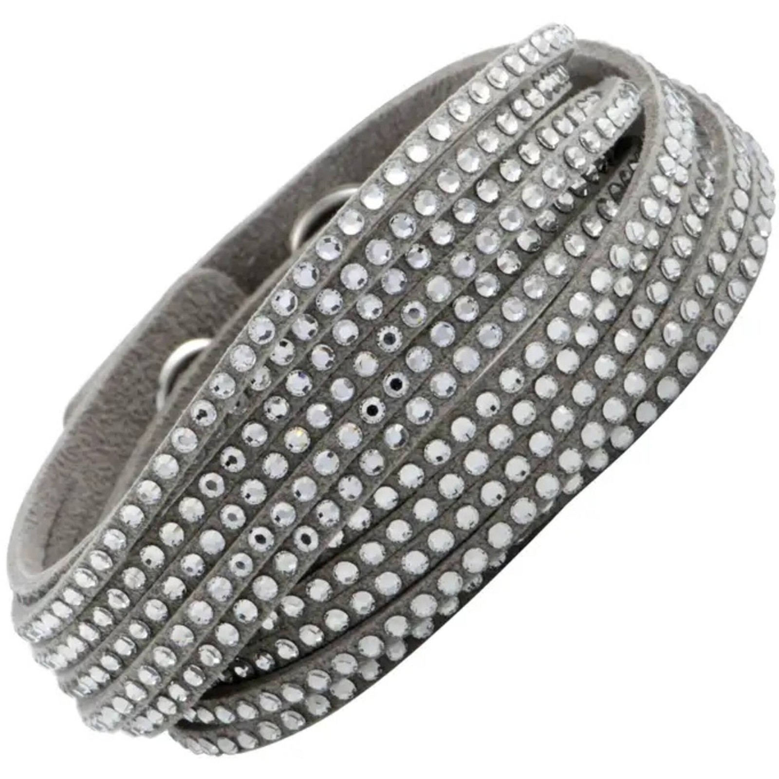 Swarovski Women’s Bracelet Slake Grey Suede With Clear Crystals Wrap 5181989