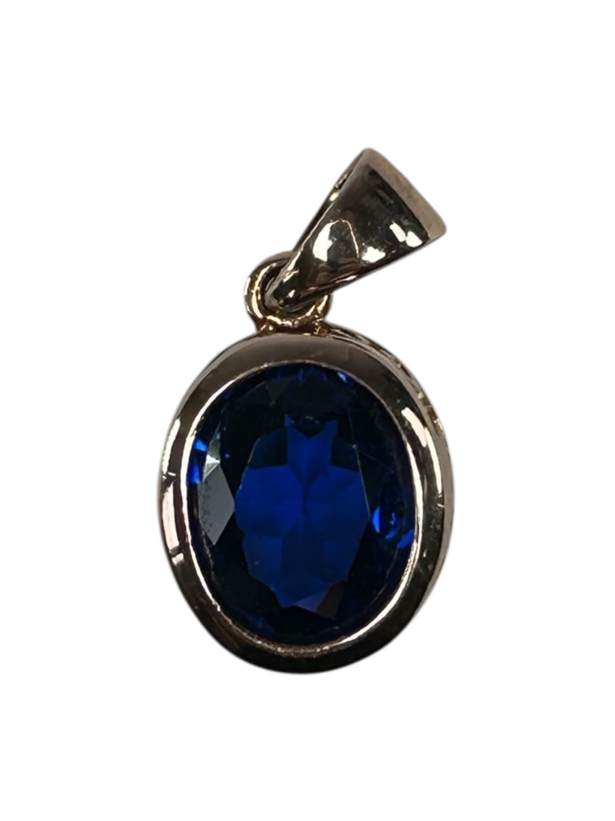 J&T 925 Sterling Silver Pendant Blue Glass Stone RoseGold Vermeil Heart Filigree
