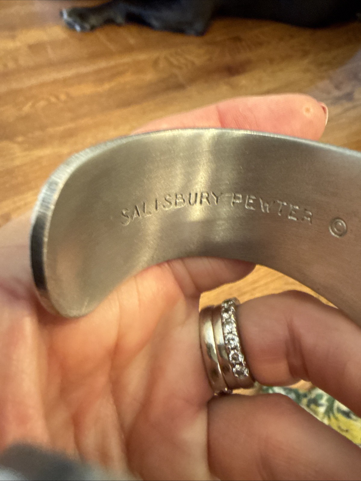 Salisbury Pewter Cuff Bracelet Wide Cuff January Flower of the Month 1 Inch NWOT