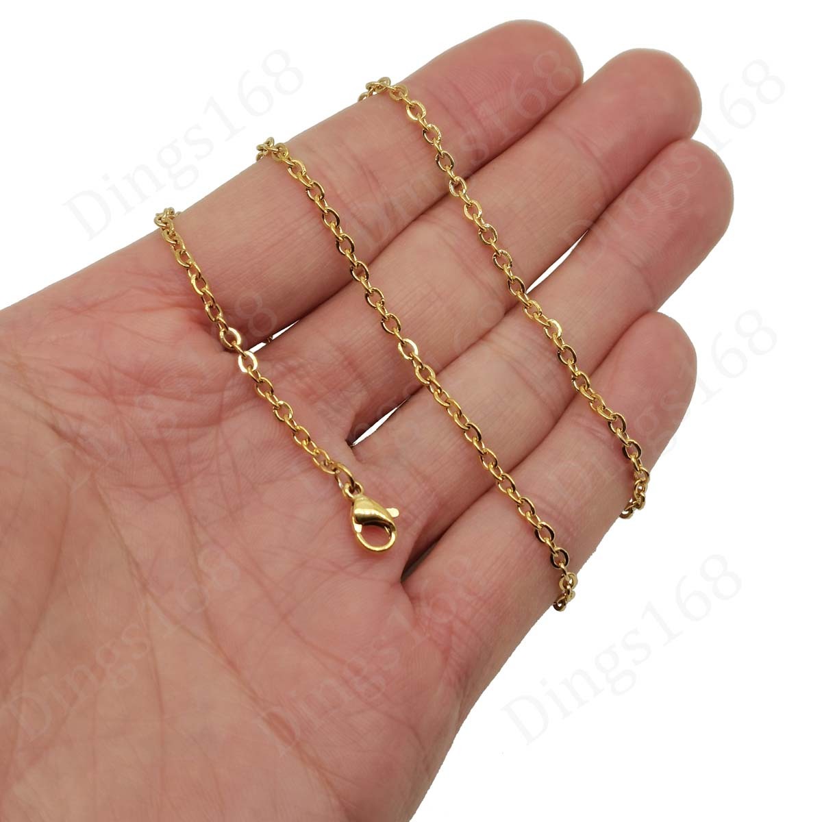 Genuine 18K Yellow Gold Filled Italian 22 inch 2.4 mm Cable Chain Necklace A146G