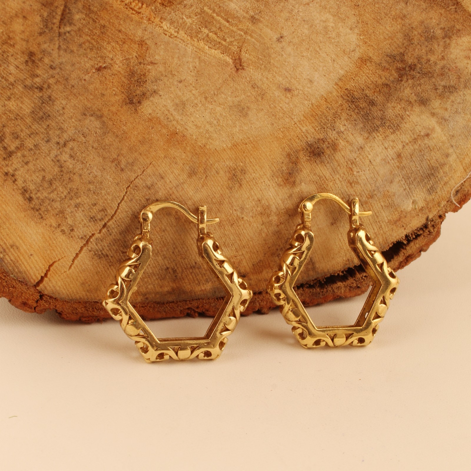 Gold & Silver Plated Geometric Hoop Earrings Hexagon Hoop Earrings for Women
